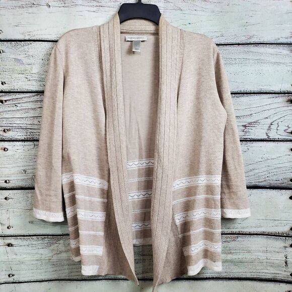 Christopher & Banks Large Tan Cardigan Sweater - Picture 1 of 8